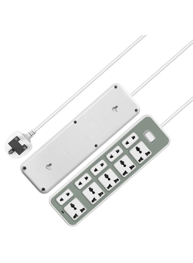 فكسر لوحة تمديد متعددة المقابس من FIXER بطول 5 أمتار - 10 مقابس عالمية مع مفتاح تشغيل، وحماية من زيادة التيار، وسلك طويل للمنزل والمكتب والأجهزة المنزلية - Image 2